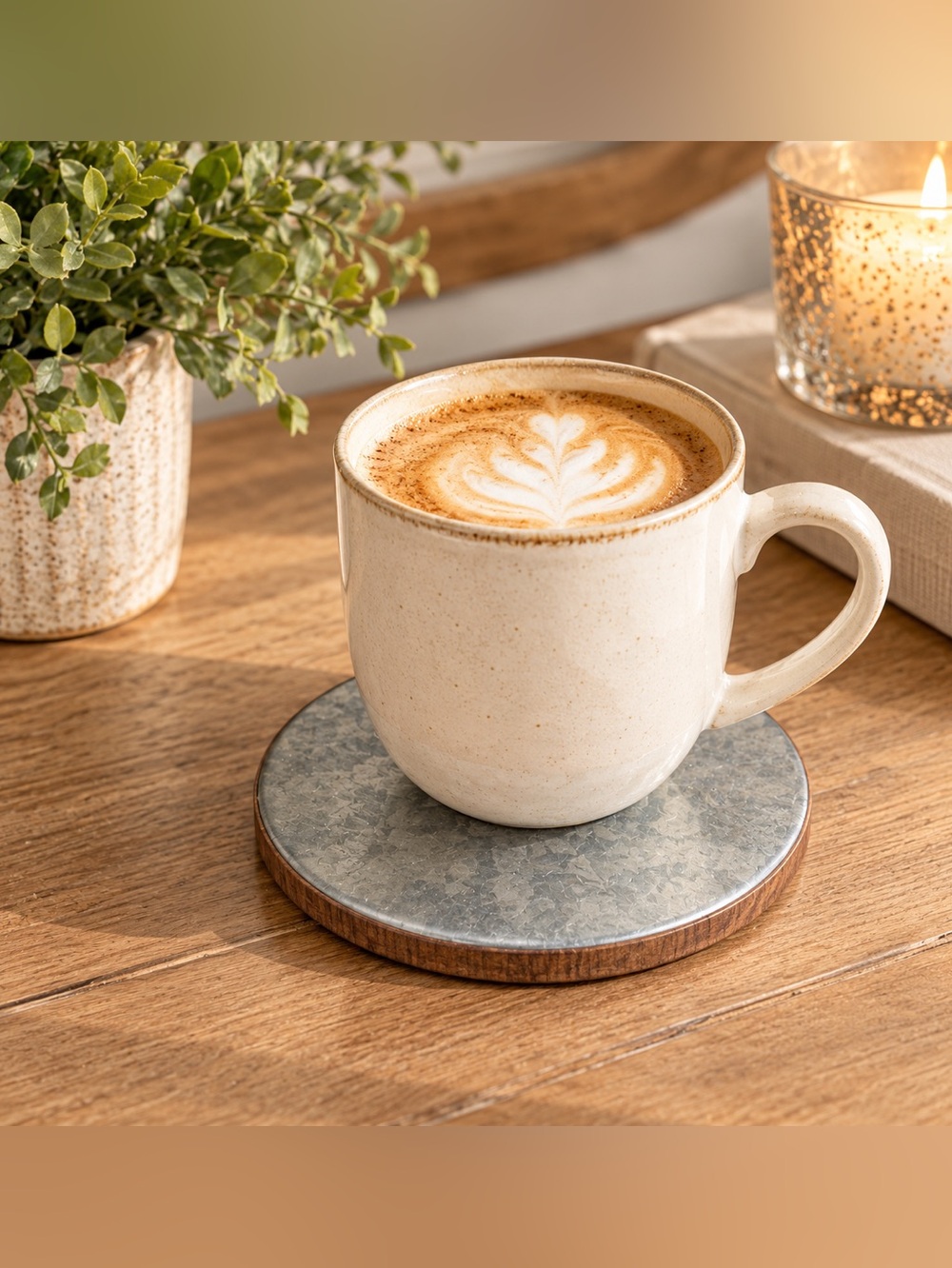 Round Wood Decoupage Coaster Set of 4 Rustic Farmhouse Decor